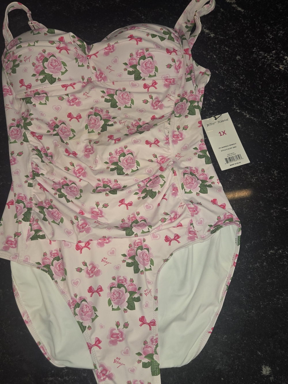 Betsey Johnson Pink Floral One-Piece Swimsuit